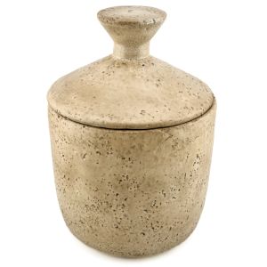 Aardewerk potje met deksel beige L wb