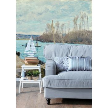 Fotobehang The seine at Port-Marly, Piles of sand