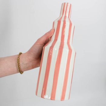 Aardewerk vaas stripe peach