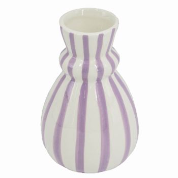 Aardewerk vaas stripe lilac