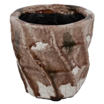 Aardewerk vaas lines pink small