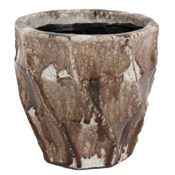 Aardewerk vaas lines pink medium