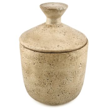 Aardewerk potje met deksel beige