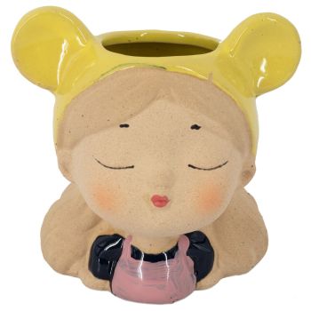 Aardewerk vaasje meisje met muts