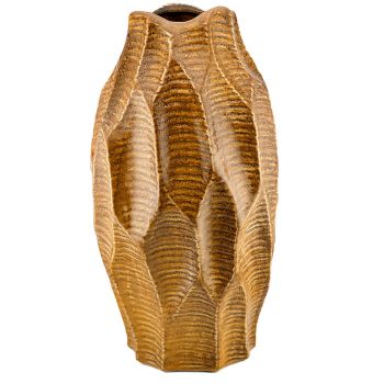 Aardewerk vaas leaves oker