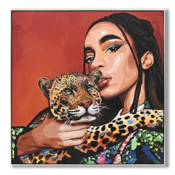 Schilderij vrouw panter