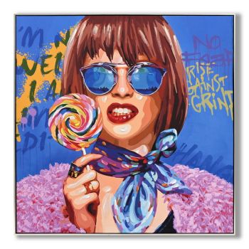 Schilderij vrouw lollypop