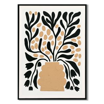 Schilderij vaas met bloemen organisch 