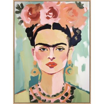 Schilderij canvas Frida Kahlo pastel