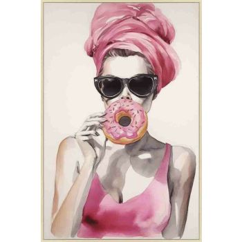 Schilderij vrouw donut