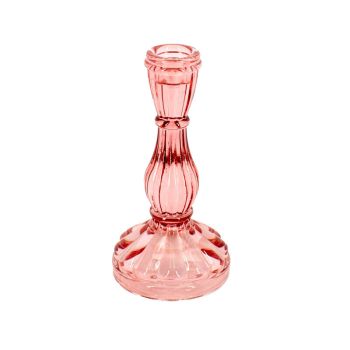 Kaarsenstandaard glas roze