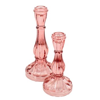 Kaarsenstandaard glas roze
