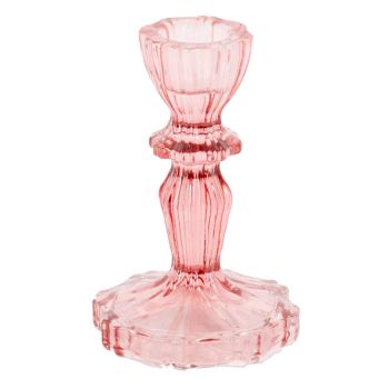 Kaarsenstandaard glas roze