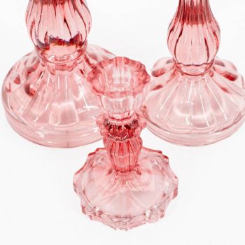 Kaarsenstandaard glas roze