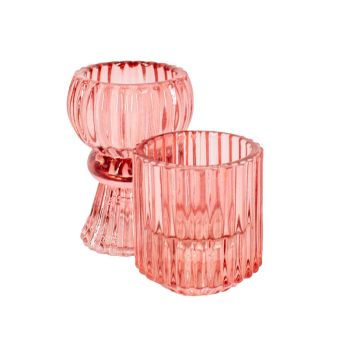 Kaarsenstandaard/waxinehouder roze