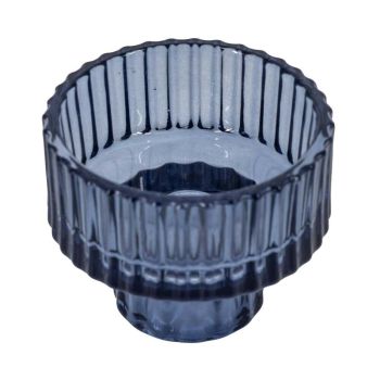 Glazen waxine- en kaarsenstandaard blauw 