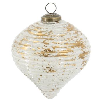 Glazen kerstbal white & gold