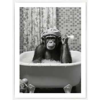 Schilderij aap in bad