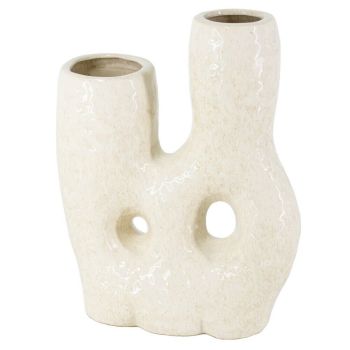 Aardewerk vaas donut beige