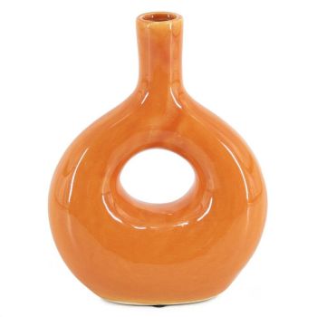 Aardewerk donut vaas tangerine/oranje