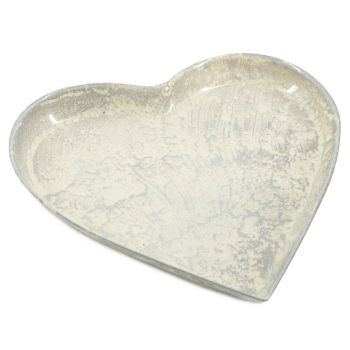 Metalen tray hart white marble
