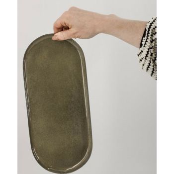 Metalen dienblad ovaal olive 