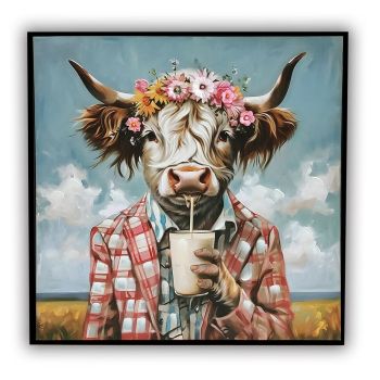 Schilderij 'Schotse hooglander melk'