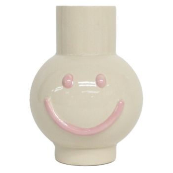 Aardewerk vaas smiley roze 