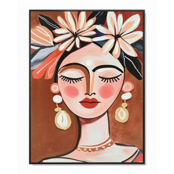 Schilderij vrouw met bloemen