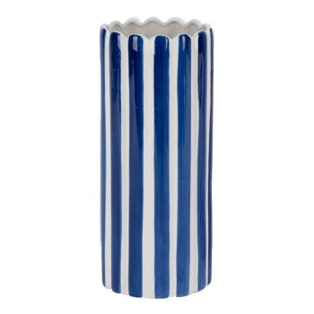 Aardewerk vaas stripe dark blue