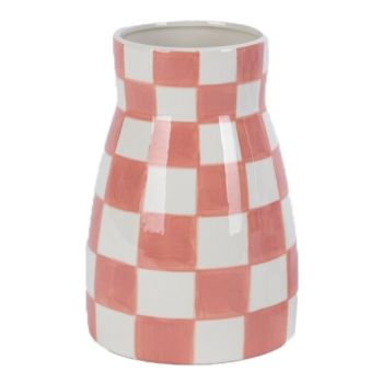 Aardewerk vaas check peach