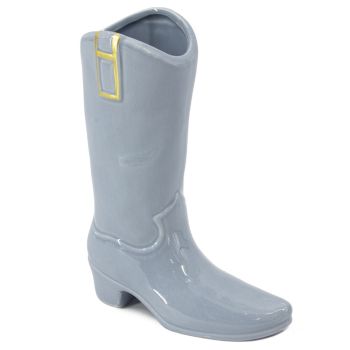 Aardewerk vaas cowboy laars blauw