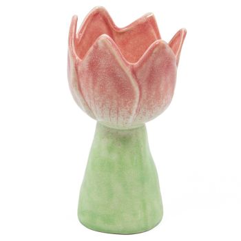 Aardewerk vaas tulp roze 