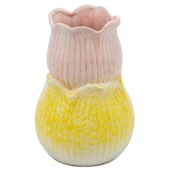 Aardewerk vaas tulp roze