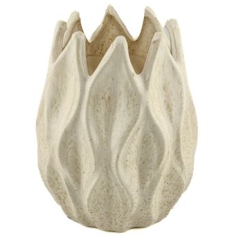 Aardewerk vaas flower beige