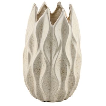 Aardewerk vaas flower beige