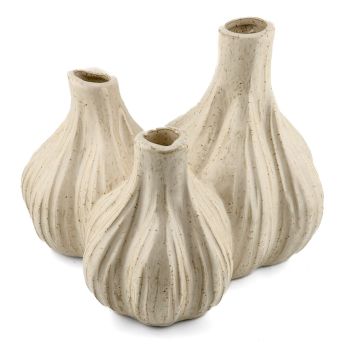 Aardewerk tulpenvaas garlic beige