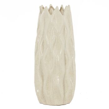 Aardewerk vaas flower beige