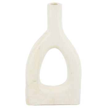 Houten donut vaas wit