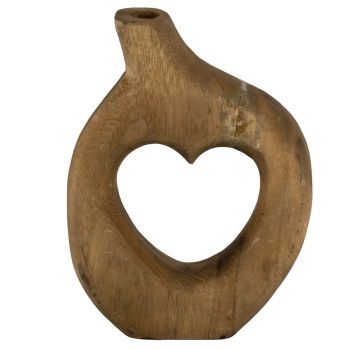 Houten hart vaas walnut