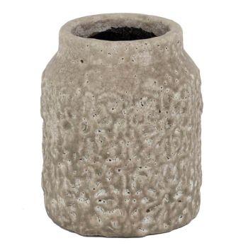 Aardewerk vaas flowers pink large