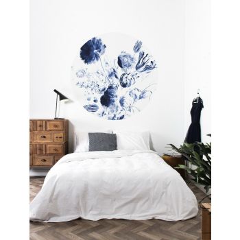 Behangcirkel Royal blue flowers 