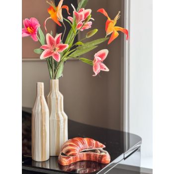 Aardewerk vaas stripe drab