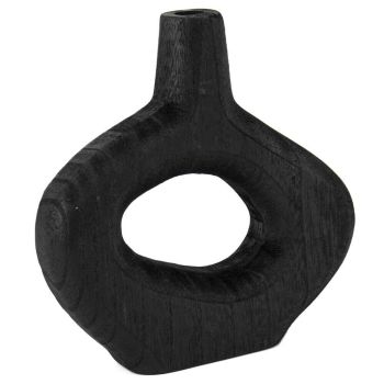 Houten donut vaas zwart