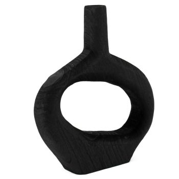 Houten donut vaas zwart