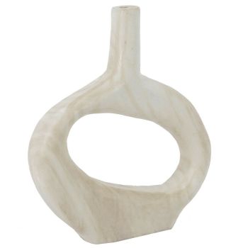 Houten donut vaas wit