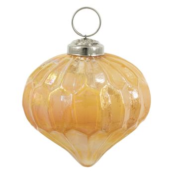 Glazen kerstbal oranje parelmoer