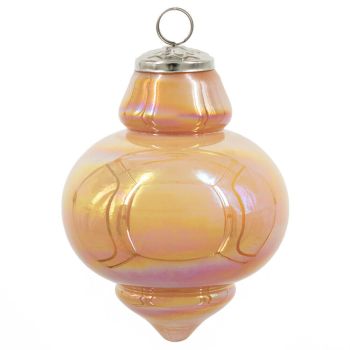 Glazen kerstbal oranje parelmoer