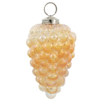 Glazen kerstbal oranje parelmoer