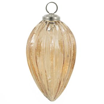 Glazen kerstbal ovaal roest/goud